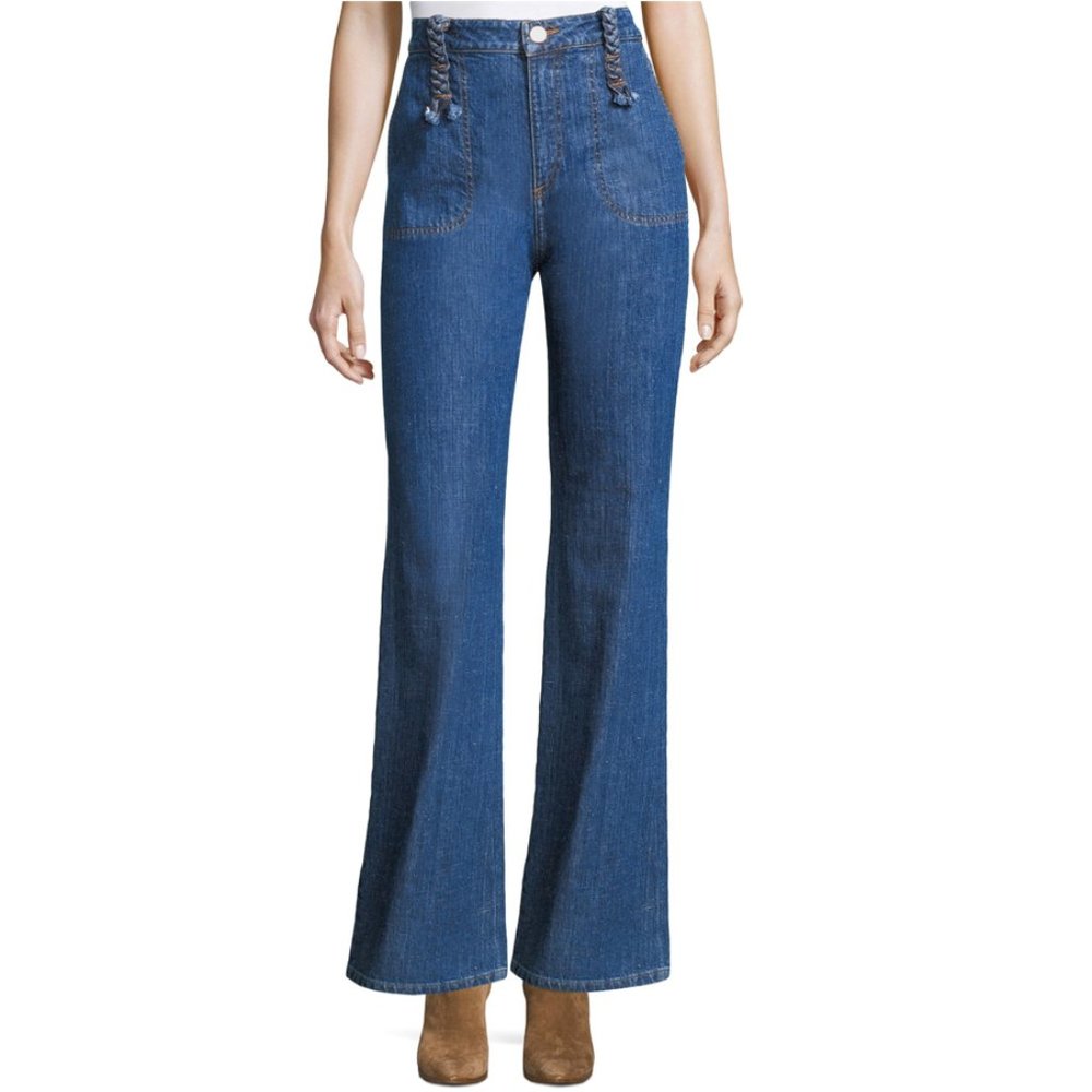 See by Chloe Denim Braided Wide-Leg Jeans